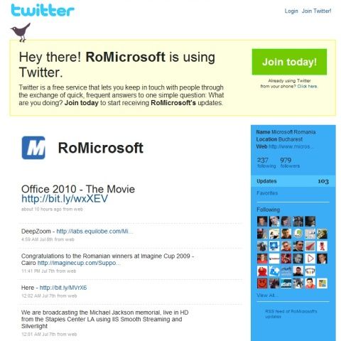 Microsoft România foloseşte Twitter doar pentru comunicare