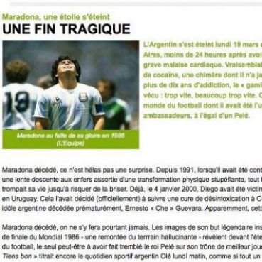 Necrologul lui Maradona a apărut din greşeală în L'Equipe