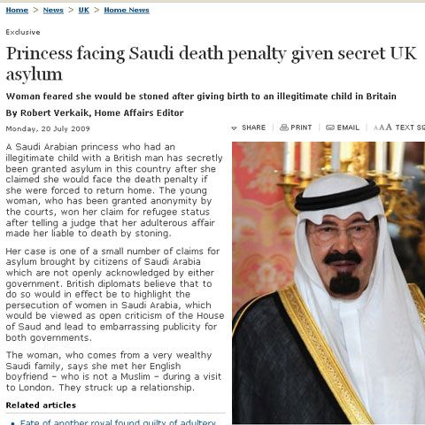 O prinţesă saudită care risca pedeapsa cu moartea pentru adulter a primit azil în Marea Britanie