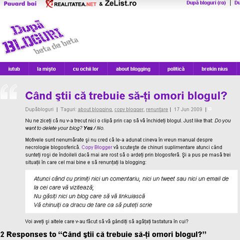 E-România, varianta beta. Duminică seara, la După Bloguri