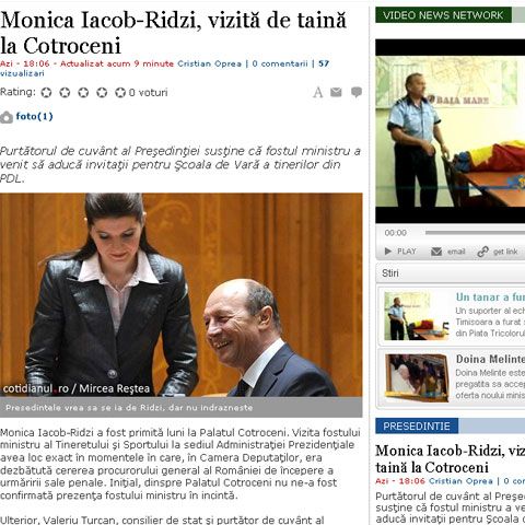 Cotidianul: Monica Iacob-Ridzi, vizită de taină la Cotroceni