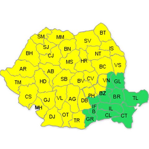 ATENŢIONARE METEO: Ploi şi vijelii în aproape toată ţara până vineri