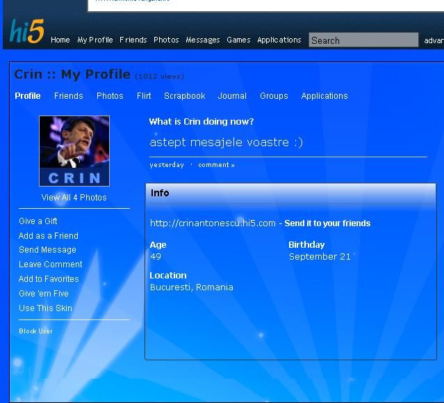 Crin Antonescu e prieten pe hi5 cu Radu Duda, Radu Mazăre şi Lavinia Năstase. VEZI GALERIE FOTO