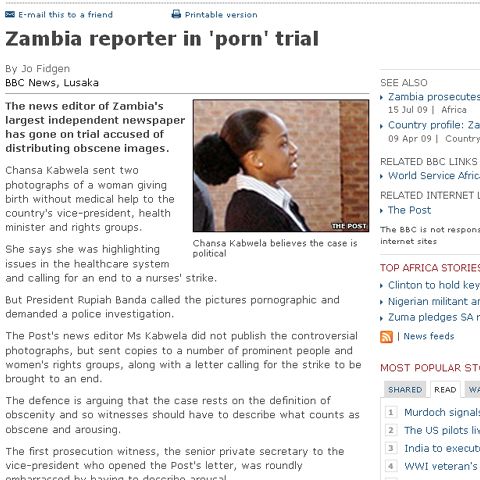 O ziaristă din Zambia, arestată pentru fotografii nepublicate 