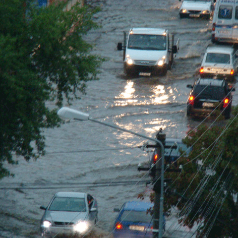 Furtună puternică în Bucureşti: Străzi inundate, copaci căzuţi şi maşini distruse - VEZI IMAGINI