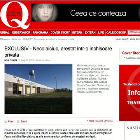 Mihai Necolaiciuc se află într-o închisoare privată de lângă Florida
