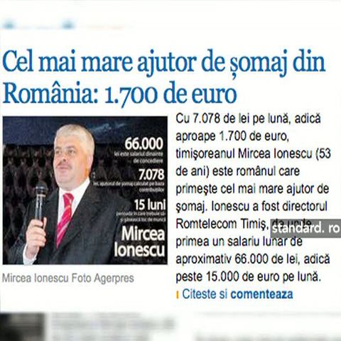 Business Standard: Cel mai mare ajutor de şomaj din ţară este de 1.700 euro 