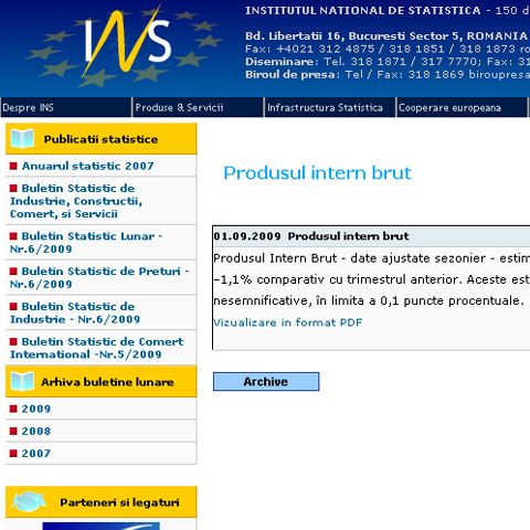 Economia românească s-a contractat cu 8,7% în T2, arată datele revizuite ale INS