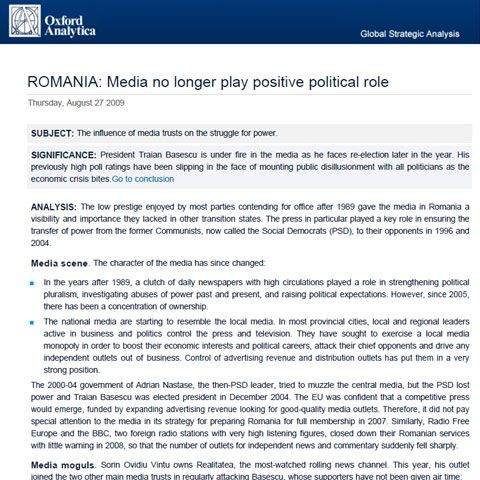 EDIŢIE SPECIALĂ REALITATEA TV: Emil Hurezeanu, Cristian Tudor Popescu şi Adrian Ursu despre cel mai recent raport Oxford Analytica
