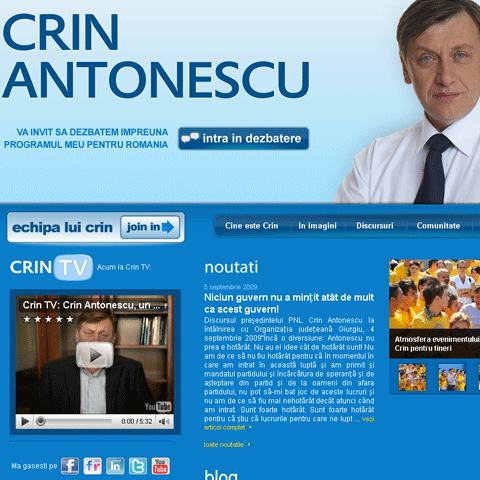 Crin Antonescu a lansat, pe site-ul personal, Crin TV