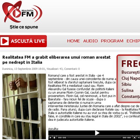 Un român, arestat în Italia din cauza unei coincidenţe de nume, a fost eliberat