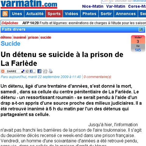 Doi români s-au sinucis în închisori franceze