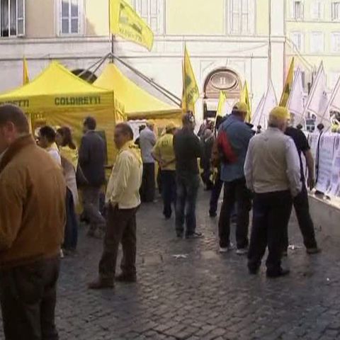 Fermierii italieni au protestat, miercuri, în faţa Parlamentului de la Roma 