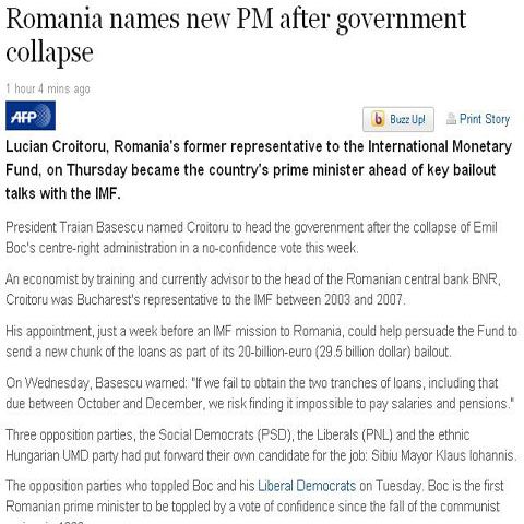 Presa internaţională despre Croitoru: un economist respectat, cu puţine şanse de a trece de Parlament