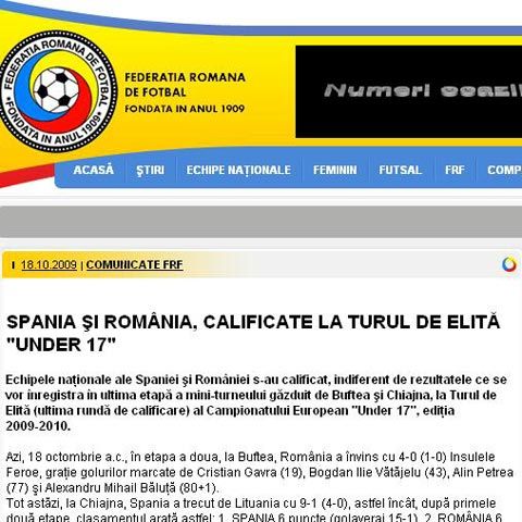 U17 - Naţionala României s-a calificat în Turul de Elită al CE 2010