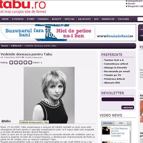 Tabu organizează o sesiune de Sales caritabil pentru a salva o viaţă