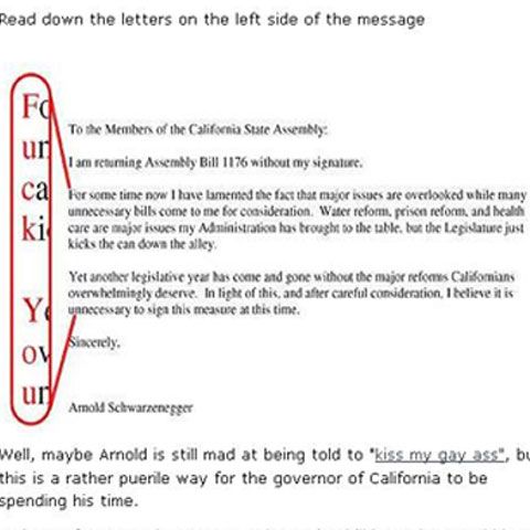 Mesajul guvernatorului Arnold către un congresman american: FUCK YOU!