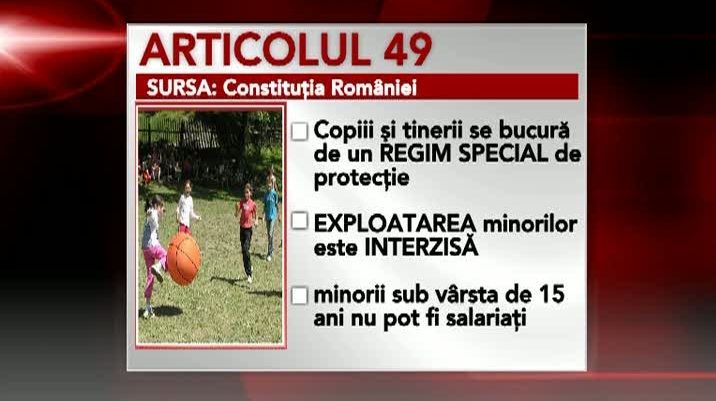 Constituţia prevede că tinerii şi copiii se bucură de un regim special de protecţie 