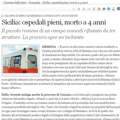 Victimă a unui accident, un băieţel român a murit în Italia, după ce a fost plimbat prin trei spitale
