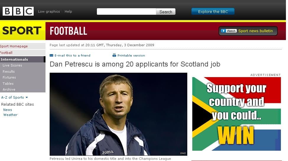 Dan Petrescu şi-a trimis C.V.-ul la Federaţia Scoţiană!