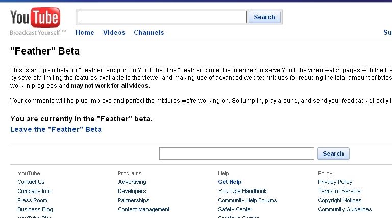 YouTube lansează \"Feather\"