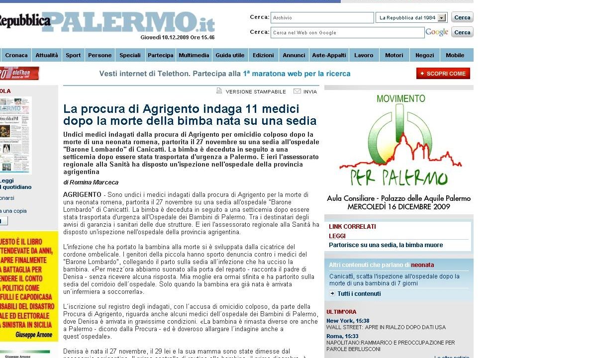 11 medici anchetaţi în cazul morţii unei fetiţe de origine română în Italia