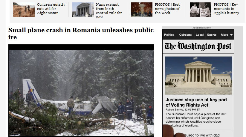 Washington Post: O țară cu 7 servicii de informații NU a localizat la timp un avion prăbuşit
