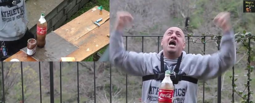 EXPERIMENTUL cu Coca Cola şi Mentos, dus la EXTREM. Ce a adăugat un italian ca să bată RECORDUL