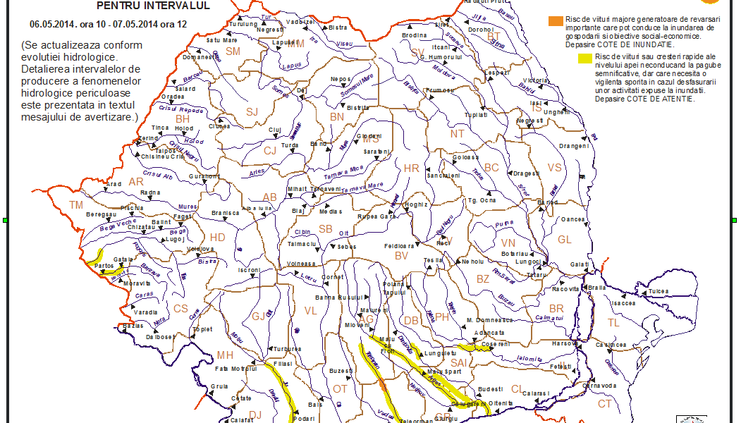 COD DE INUNDAŢII, RESTRÂNS. Râul TELEORMAN rămâne sub avertizare COD PORTOCALIU