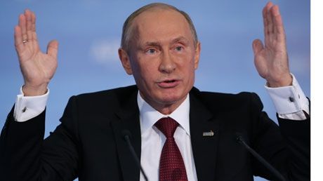 Moment JENANT pentru PUTIN în direct la TV. Ce i s-a întâmplat în timpul unui discurs patriotic