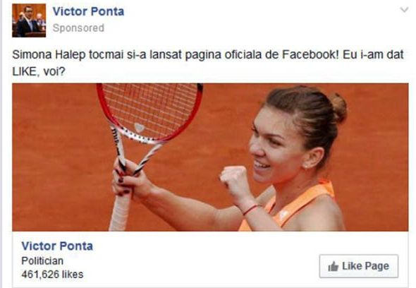 Victor Ponta, criticat în presa britanică pentru că fură LIKE-uri de la Simona Halep