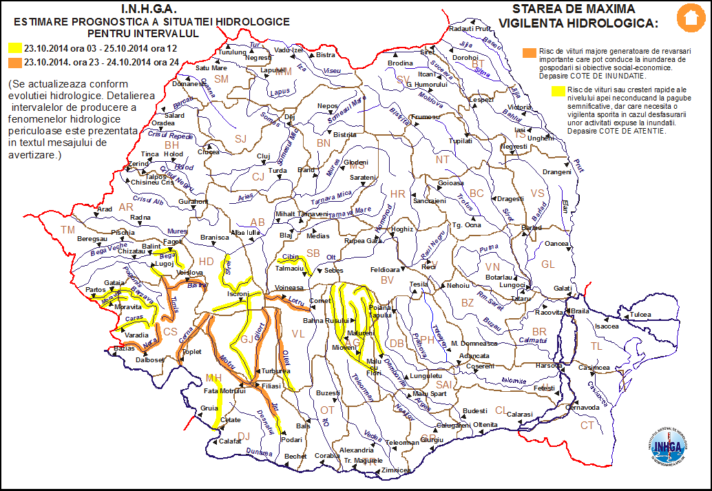 Cod PORTOCALIU de INUNDAŢII în şapte judeţe. Iată zonele vizate