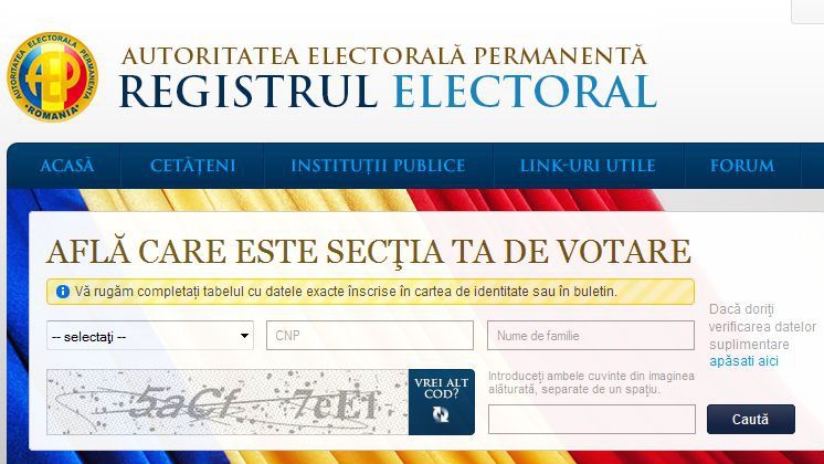 Alegeri prezidenţiale 2014. Cum afli online secţia ta de votare