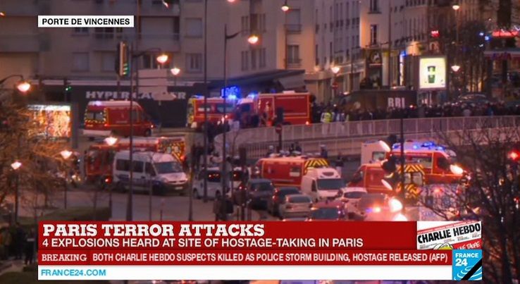 MOMENTUL ASALTULUI la magazinul evreiesc, unde au fost ucişi patru ostatici, dar şi atacatorul