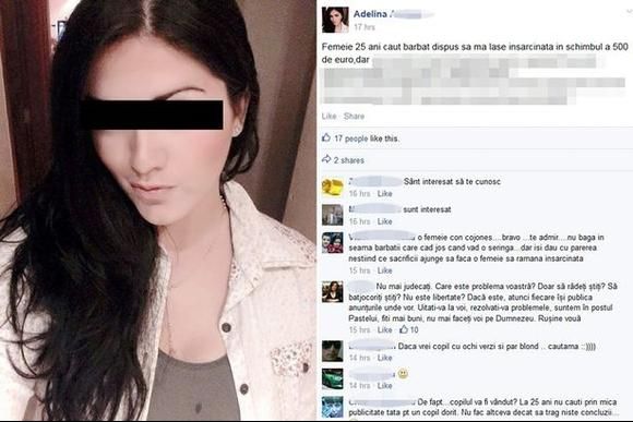 O româncă oferă 500 de euro celui care o lasă gravidă