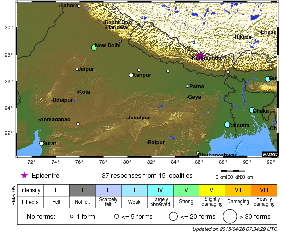 Încă un cutremur în Nepal: replică violentă, de 6,7 grade pe scara Richter. Resimţit şi în India 