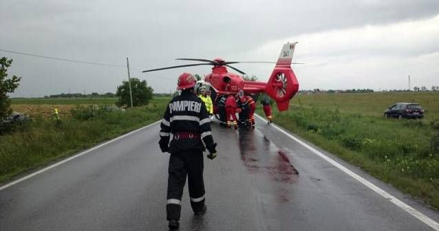 Accident cumplit pe şoseaua Timişoara–Cenad: patru răniţi, între care doi copii