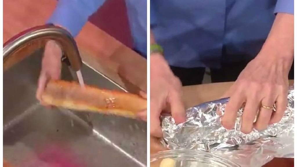 A pus pâinea sub apă, apoi într-o folie de aluminiu. Trucul simplu a avut un efect spectaculos