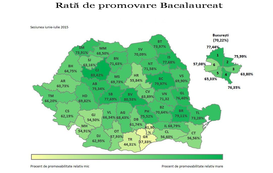 REZULTATE FINALE BAC 2015. Note surprinzătoare după contestații. Harta cu rata de promovare