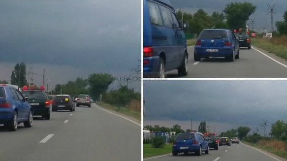 Au condus așa tot drumul. Cel mai periculos alai de nuntă, pe o șosea din Arad