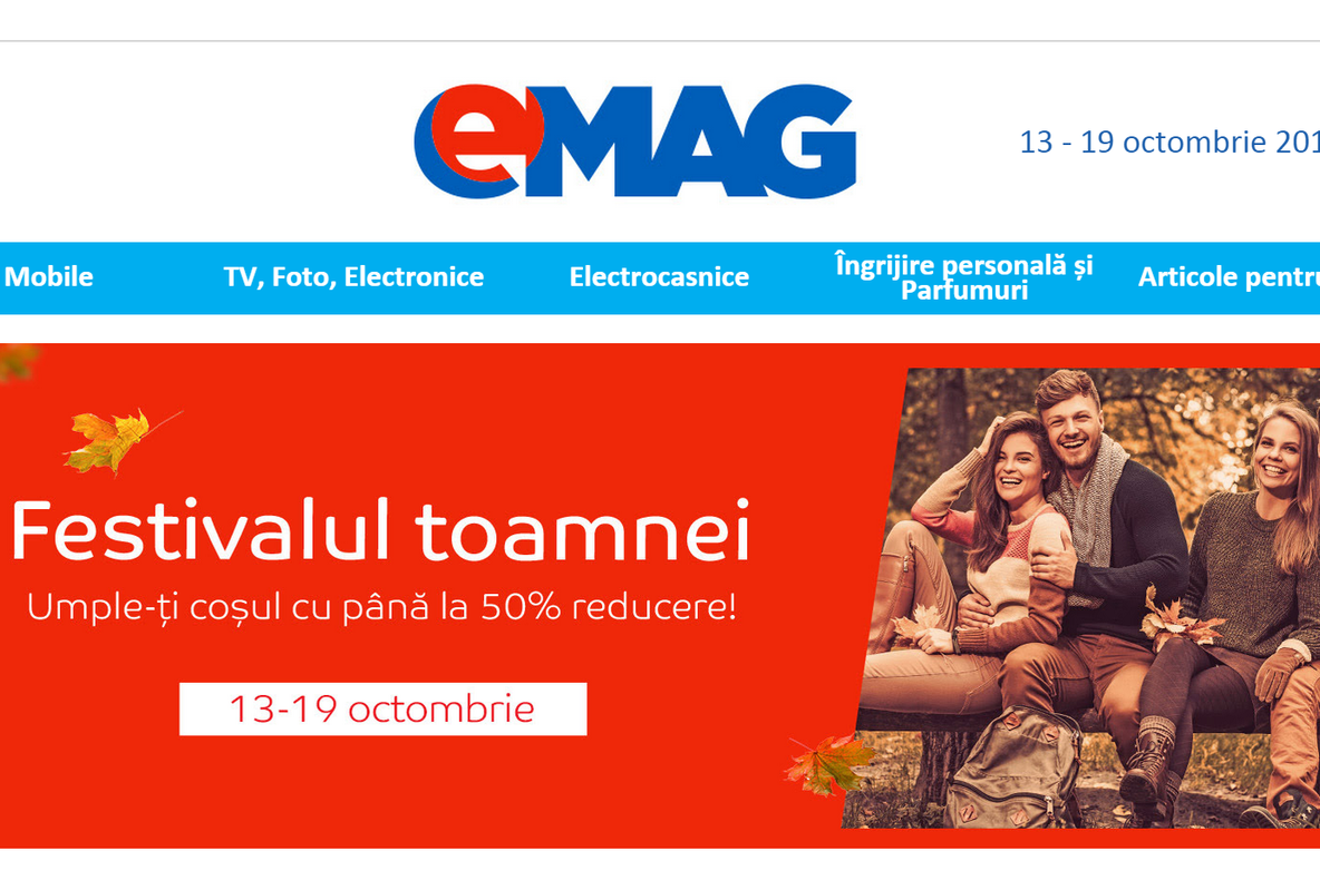 eMAG.ro – Festivalul toamnei – Cele mai bune promoții ale săptămânii aduc 50% discount
