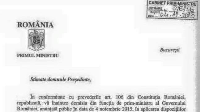 FOTO. Cum arată demisia lui Victor Ponta