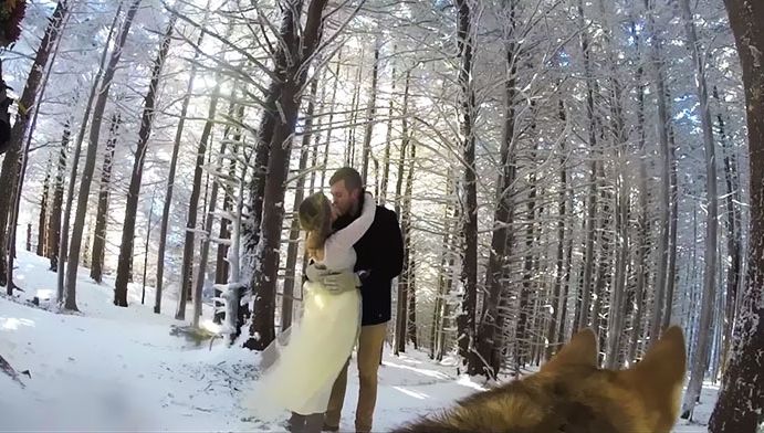 Şi-au pus câinele să le filmeze nunta. Rezultatul este fabulos