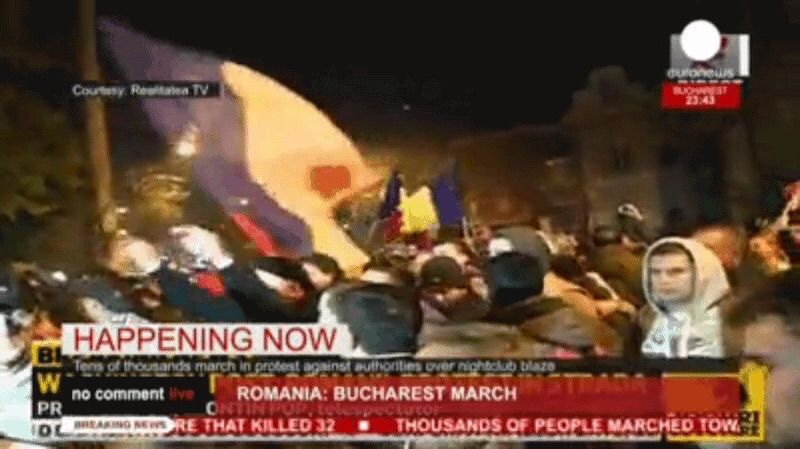Euronews a transmis LIVE imaginile Realitatea TV cu protestul uriaș de la București