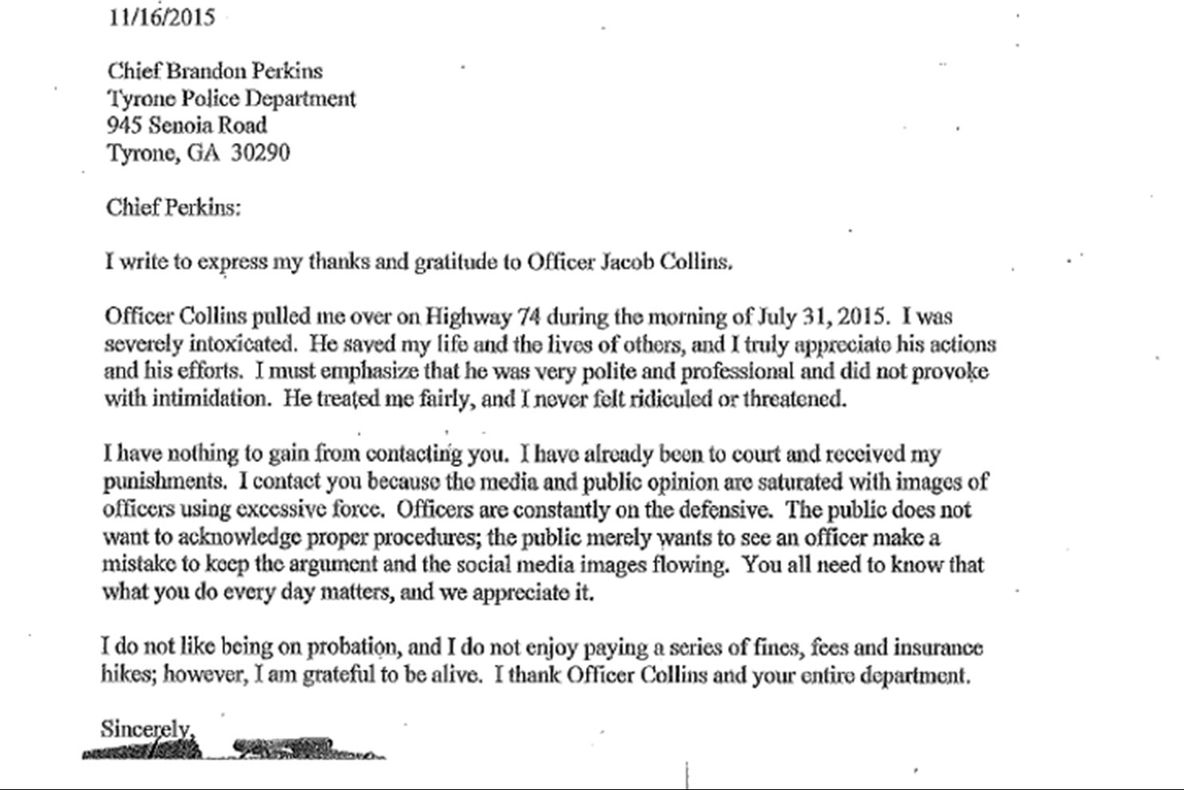 A fost arestat, dar el i-a trimis poliţistului o scrisoare de mulţumire. Care e explicaţia