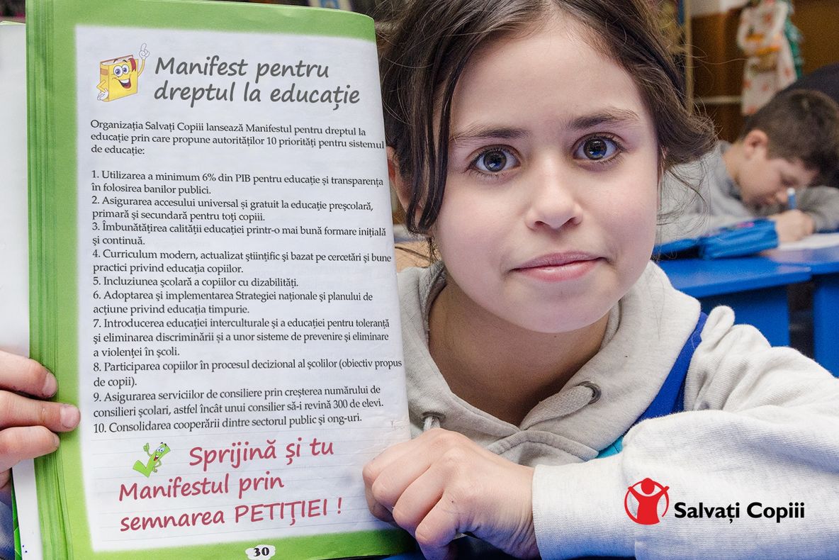 Manifest pentru DREPTUL LA EDUCAȚIE. Asigurarea educaţiei de calitate pentru toţi copiii