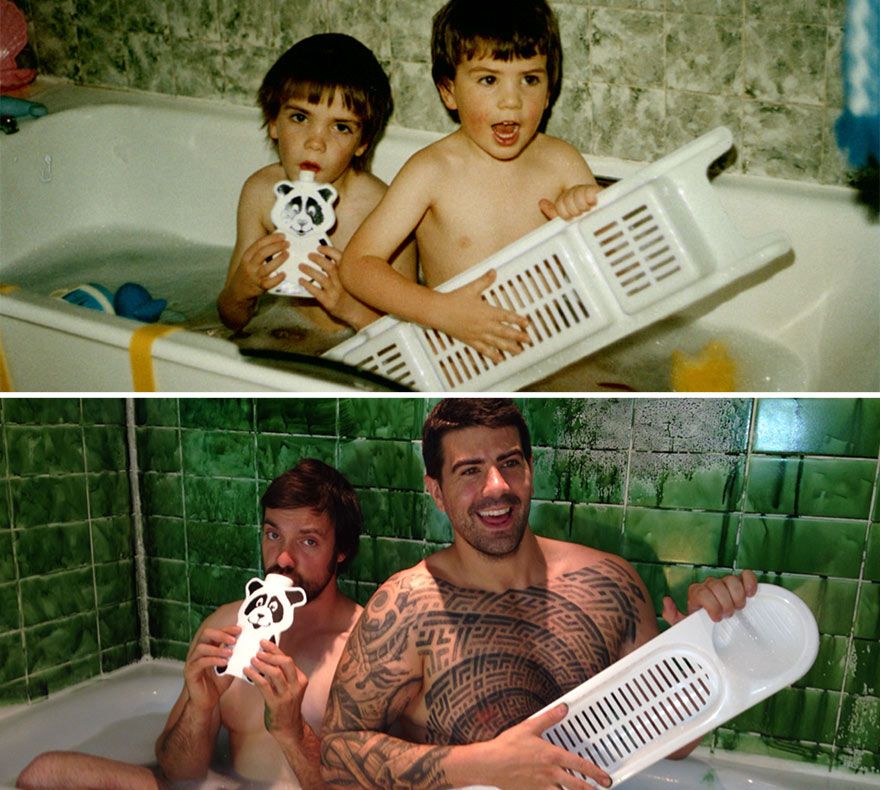 Au recreat fotografiile din copilărie pentru mama lor. Rezultatul? Vei râde cu lacrimi