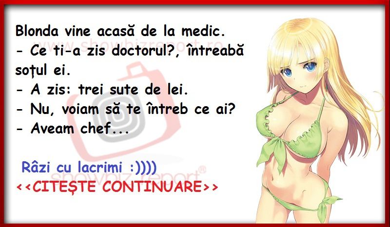 Bancul zilei: Blonda, la un control medical. Ce-i spune doctorului
