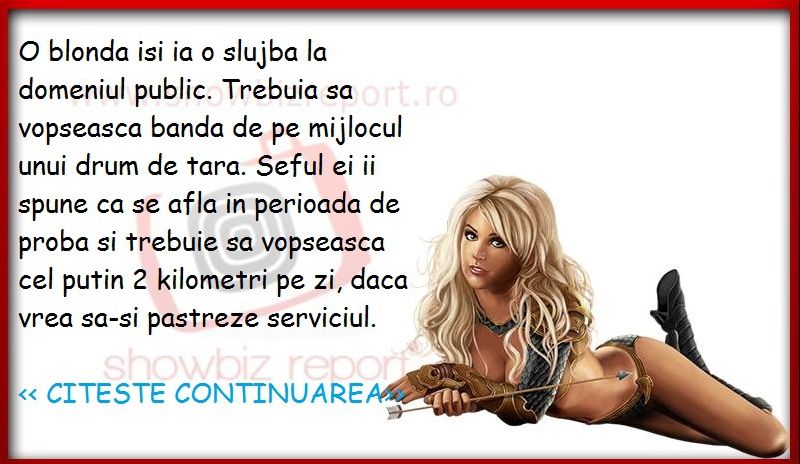 Bancul zilei. O blondă se angajează la domeniul public
