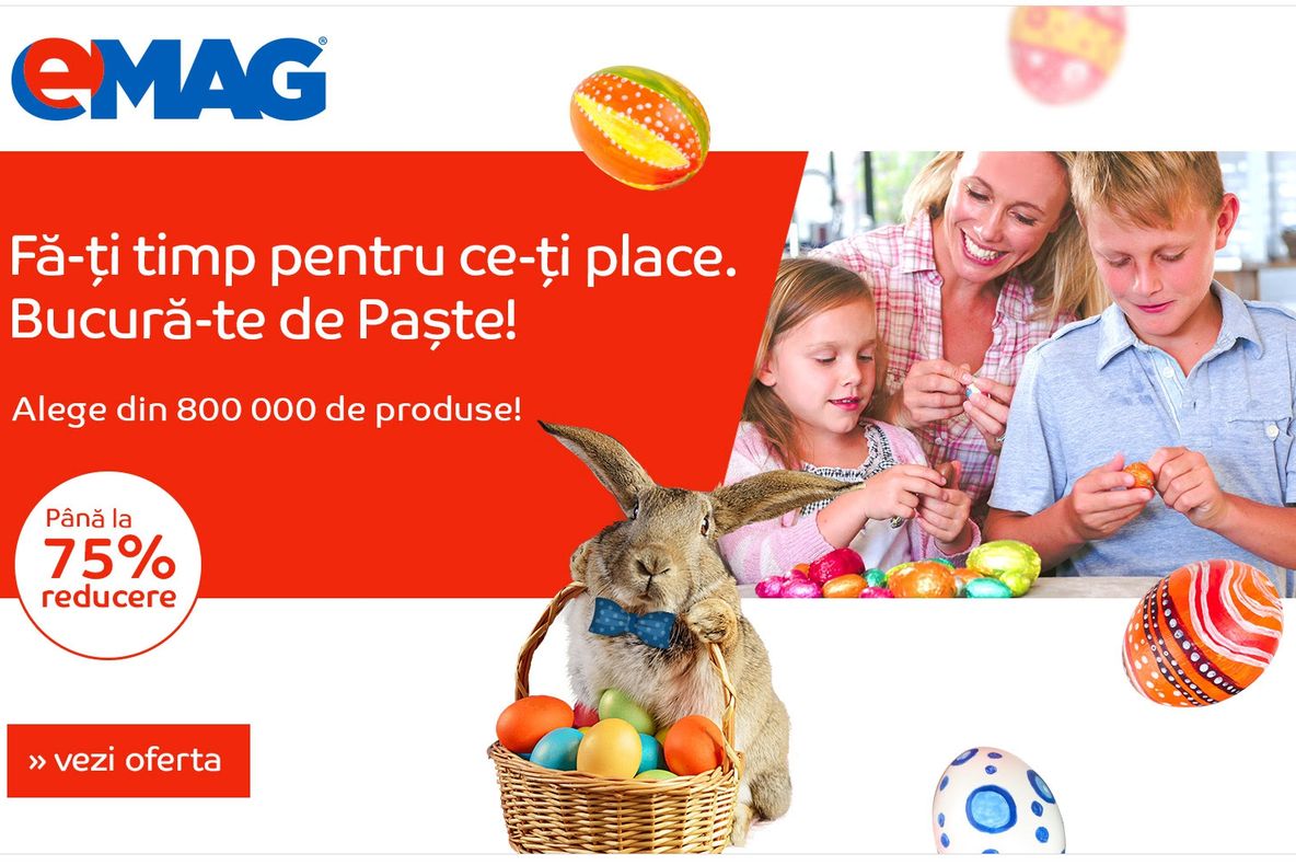 eMAG a dat drumul promotiilor de Paste! Reduceri de 75% la mai multe produse